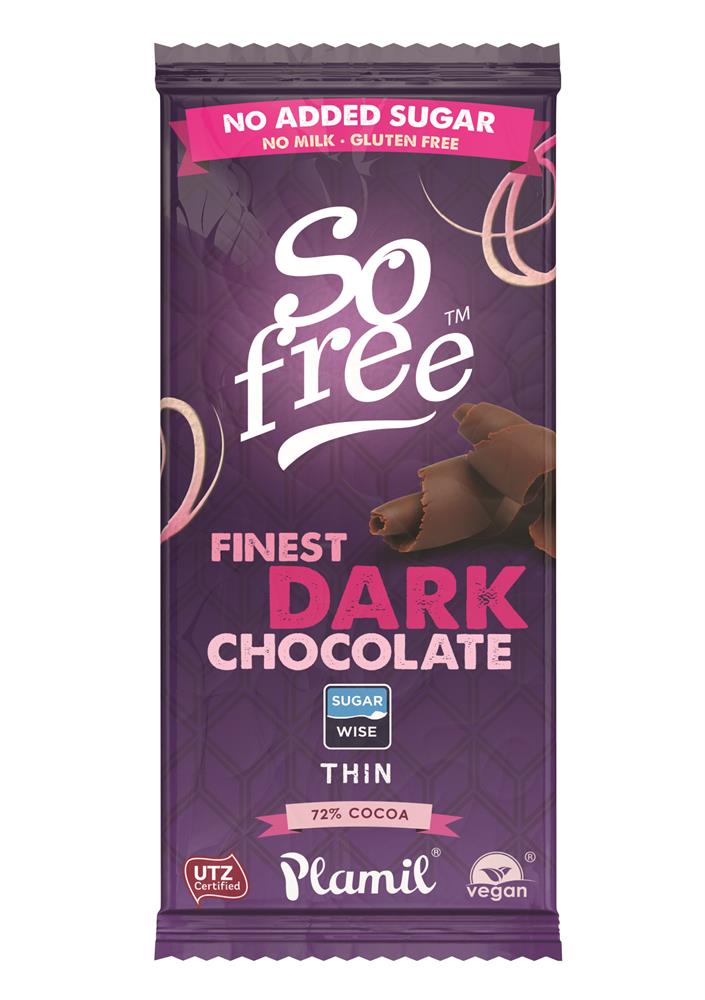 Plamil So Free No Added Sugar Finest Dark Thin Chocolate