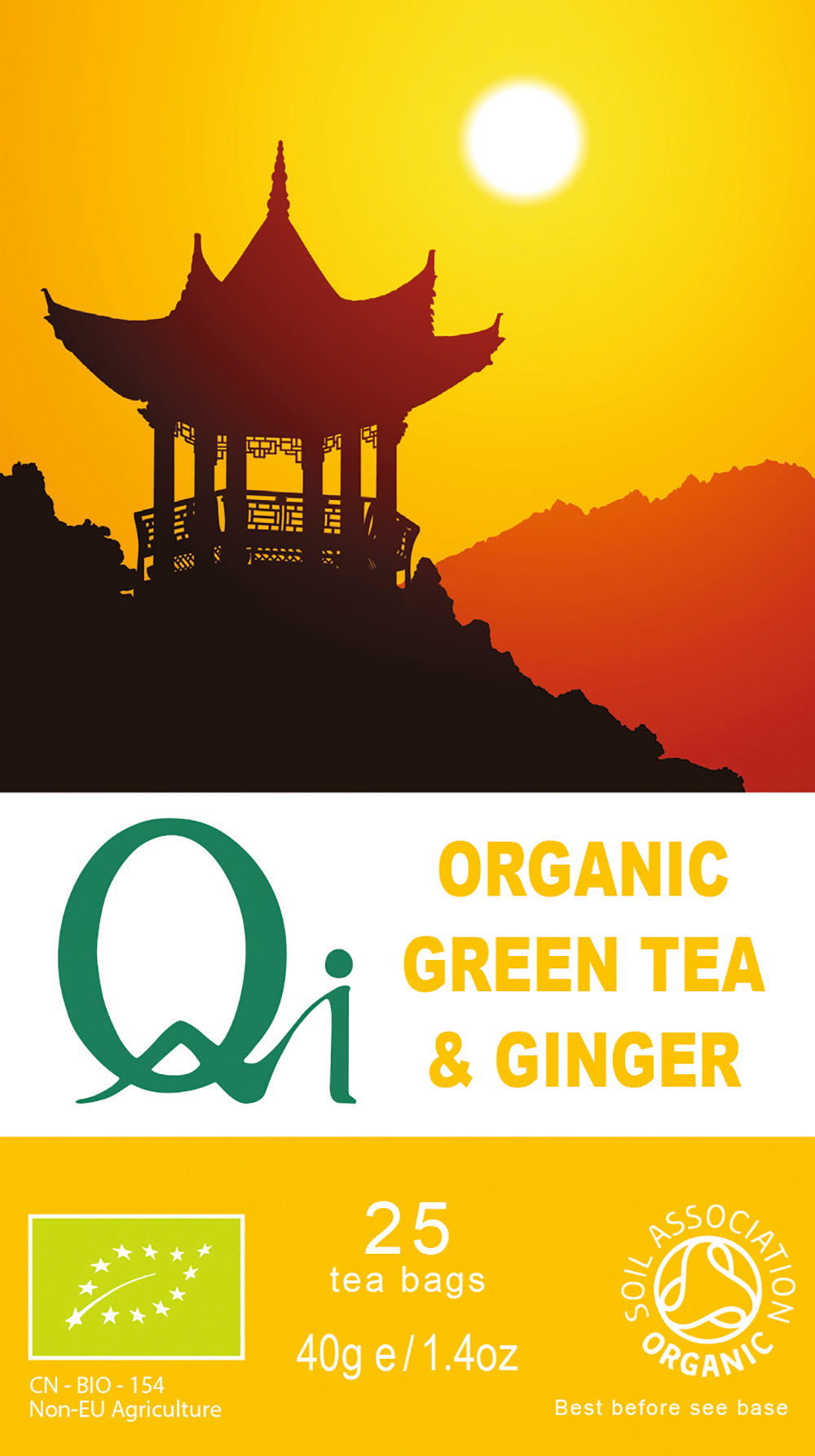 Qi Organic Green Tea with Ginger 25 Bags