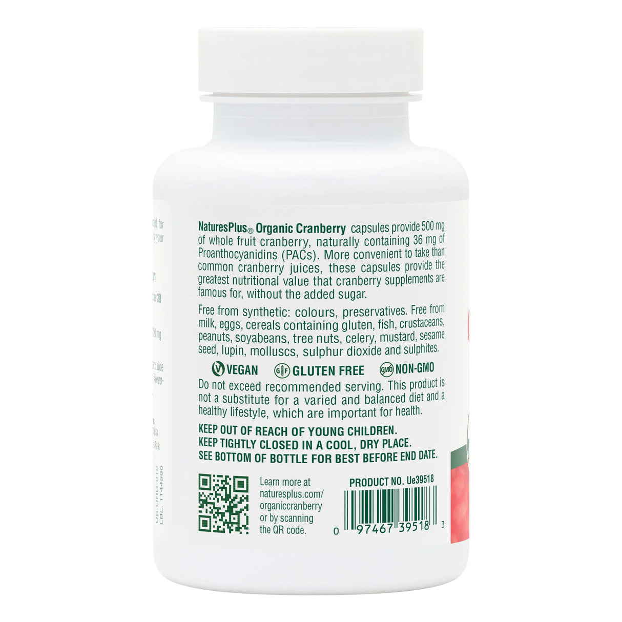 Natures Plus Organic Cranberry 500mg 60 Caps