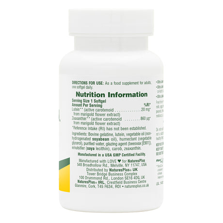 Nature's Plus Ultra Lutein 20 MG Softgels