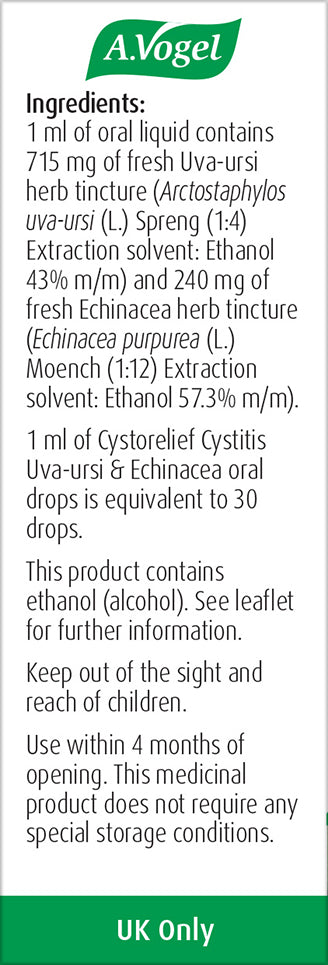 A.Vogel Cystorelief Cystitis Uva-ursi and Echinacea oral drops