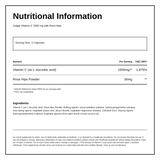 Solgar Vitamin C 1500 mg with Rose Hips — nutrition information panel, generated from the pack