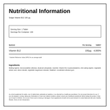 Solgar Vitamin B12 100 mcg — nutrition information panel, generated from the pack
