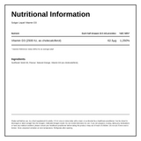 Solgar Vitamin D3 2500 IU (62.5 mcg) Liquid — nutrition information panel, generated from the pack