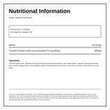 Solgar Turmeric Root Extract — nutrition information panel, generated from the pack