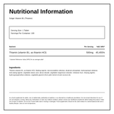 Solgar Vitamin B1 (Thiamin) 500 mg — nutrition information panel, generated from the pack