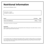 Solgar Vitamin B2 (Riboflavin) 100 mg — nutrition information panel, generated from the pack