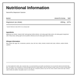 Nature's Plus Kalmassure Magnesium Capsules — nutrition information panel, generated from the pack
