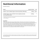Nature's Plus SOL GARDEN ORGANIC VITAMIN C — nutrition information panel, generated from the pack
