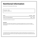 Solgar Vitamin D3 (Cholecalciferol) 1000 IU — nutrition information panel, generated from the pack
