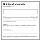 Solgar Vitamin D3 1000 IU (25 mcg) — nutrition information panel, generated from the pack