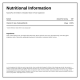 Nature's Plus Animal Parade VIT D3 500 IU Children's Chewable — nutrition information panel, generated from the pack