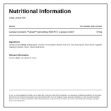 Solgar Lactase 3500 Wafers — nutrition information panel, generated from the pack