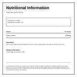 Solgar Soya Lecithin 1360 mg — nutrition information panel, generated from the pack