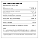 Source of Life Garden Organic Women's Daily Tabs — nutrition information panel, generated from the pack