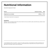 Nature's Plus KalmAssure Magnesium Powder Pink Lemonade — nutrition information panel, generated from the pack