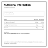 Solgar Full Spectrum Curcumin — nutrition information panel, generated from the pack