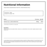 Solgar Selenium 200 mcg (Yeast Free) — nutrition information panel, generated from the pack