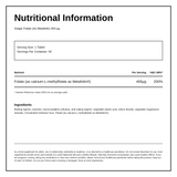 Solgar Folate 400 mcg (as Metafolin) — nutrition information panel, generated from the pack