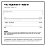 Solgar Extra Strength Glucosamine Chondroitin MSM Tablets — nutrition information panel, generated from the pack