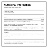 Solgar Reishi Shiitake Maitake Mushroom Extract — nutrition information panel, generated from the pack