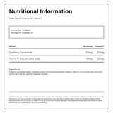 Solgar Natural Cranberry with Vitamin C — nutrition information panel, generated from the pack