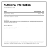 KalmAssure Magnesium Powder - Orange — nutrition information panel, generated from the pack