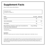 Nature's Answer Sambucus Black Elderberry 120ml — nutrition information panel, generated from the pack