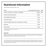 Solgar Quercetin Complex with Ester-C Plus — nutrition information panel, generated from the pack