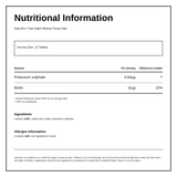 New Era No.7 Kali. Sulph. for skin. 240 tabs — nutrition information panel, generated from the pack