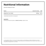 Natures Plus KalmAssure Magnesium Powder Unflavored — nutrition information panel, generated from the pack