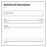 Natrahealth Mastika Gum 250mg 120 Capsules — nutrition information panel, generated from the pack