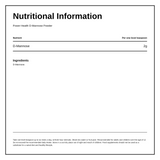 Power Health D-Mannose Powder — nutrition information panel, generated from the pack
