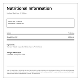 HealthAid Immutone Shark Liver Oil 1000mg - 30 Capsules — nutrition information panel, generated from the pack