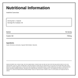 HealthAid Castroclean (Castor Oil 700mg) Capsules — nutrition information panel, generated from the pack