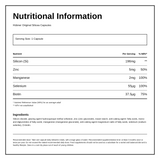 Hubner SILICEA Hair Skin and Nails 30 Caps — nutrition information panel, generated from the pack