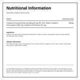 Natures Plus PRO Cranberry Plus 36mg PAC 60 caps — nutrition information panel, generated from the pack