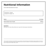 Power Health Marshmallow Root Powder 500mg 30 Caps — nutrition information panel, generated from the pack