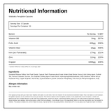 Vitabiotic Feroglobin-B12 — nutrition information panel, generated from the pack