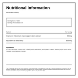 Natures Aid Cranberry - 200mg (5000mg equiv) 30 Tabs — nutrition information panel, generated from the pack