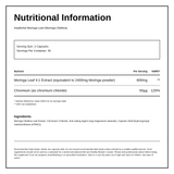 HealthAid Organic Moringa Leaf Capsules — nutrition information panel, generated from the pack