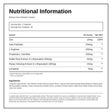 Biocare Saw Palmetto Complex — nutrition information panel, generated from the pack