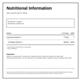 Quest Liposomal Vitamin C 500mg 60 caps — nutrition information panel, generated from the pack
