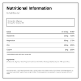 Bio Health Extra Zinc Plus Capsules — nutrition information panel, generated from the pack