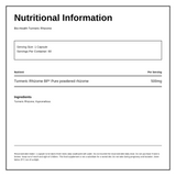 Bio Health Turmeric Rhizome Capsules — nutrition information panel, generated from the pack
