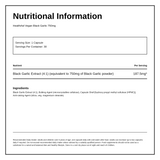 HealthAid Black Garlic 750mg - 30 Vegicaps — nutrition information panel, generated from the pack