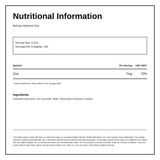 Biocare Nutrisorb Zinc — nutrition information panel, generated from the pack