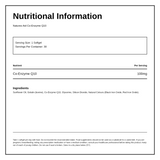 Natures Aid Co-Q-10 - 100mg (Co Enzyme Q10) 30 Caps — nutrition information panel, generated from the pack