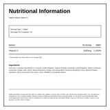 Higher Nature Fizzy C Effervescent Vitamin C 20 Tablets — nutrition information panel, generated from the pack