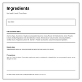 Bee Health Propolis Throat Spray — ingredients (INCI) panel, generated from the pack
